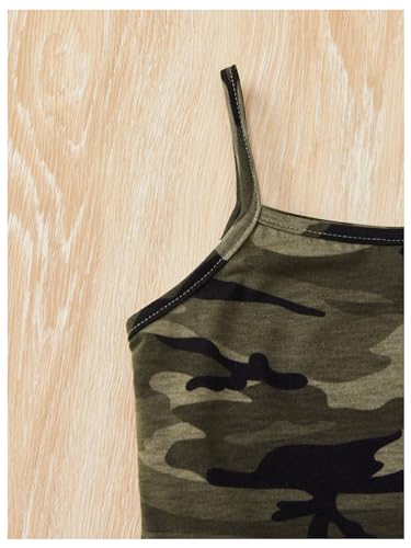 Image of WDIRARA Girl's Two Piece Outfits Camo Print Sleeveless Cami Top and Skinny Shorts Set