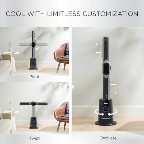 Image of Shark TurboBlade Cool + Heat - 2-in-1 Bladeless Tower Fan & Space Heater for Customizable Year-Round Indoor Use, Bedroom, Living Room, & Office | Powerful Cooling + Rapid Room Heating, Charcoal, TH202