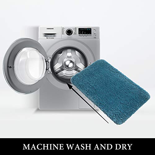 Miulee Teal Bathroom Rugs Non Slip Bath Mat 24'' X 44'' Shaggy Soft Bath Rug Plush Microfiber Absorbent Water For Shower Tub Machine Washable (Teal, 24X44 Inches) #TOP4