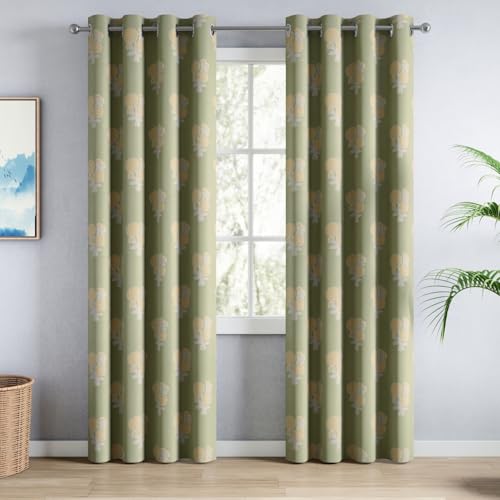 Image of haus & kinder Digital Printed Cotton Door Curtains 7 Feet Long Pack of 2 Door Curtains, 7 Feet Curtains for Door (Soleil Botanique, Sage 130x213 CM)
