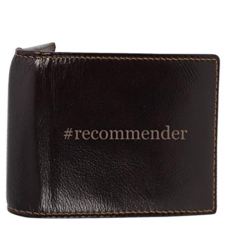 #recommender - Genuine Engraved Hashtag Soft Cowhide Bifold Leather Wallet
