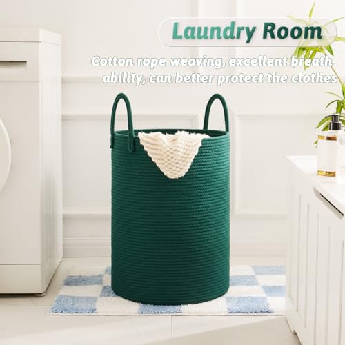 Image of Artfeel Laundry Basket,Woven Cotton Rope Laundry Hamper,40L for Decorative Storage of Dirty Clothes,Toys and Blankets in Bathroom,Baby Room and Living Room