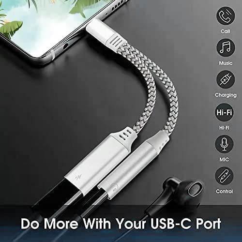 Usb C To 3.5Mm Headphone Jack Adapter And Charger Adapter， 2-In-1 Usb C 3.0 Charging Port To Aux Audio Jack High Resolution Dac And Fast Charging Dongle Cable,Multifunction Connector Adapter （Silver） #TOP1