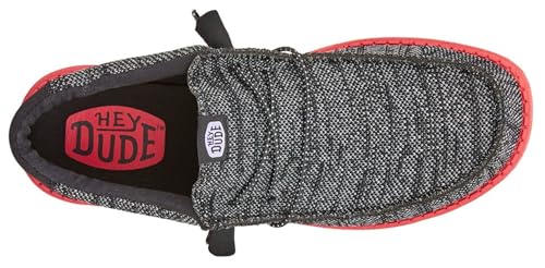 Hey Dude Men's Wally Stretch Sox Slip-On Loafer Shoe, Black/Red 11 - image 5