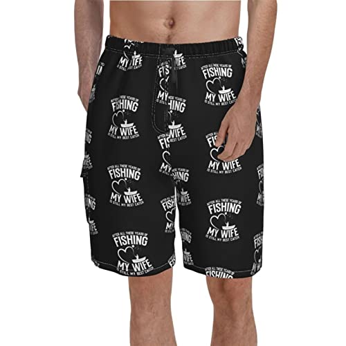 ZYYZDM Pantalones Cortos de Tablas Mejores capturas de su Vida Batiendo Troncos de natación patrón de poliéster Trunks de natación