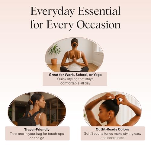 Image of Kitsch Scrunchies for Women - No Crease Hair Ties No Damage | Soft Polyester Scrunchies for All Hair Types | Stylish & Comfortable, For Ponytails & Buns | Ideal Gifts for Women - Sedona, 3pcs