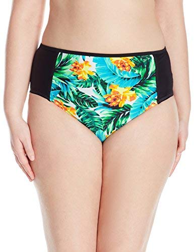 InMocean Women's Plus Size Allure High Waist Printed Floral Bikini Bottom, Multi, 22/24