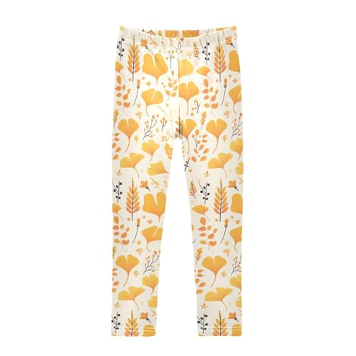KLL Ginkgo Leaves Cute Toddler Girl Active Leggings Soft Full Length Dance Pants Running