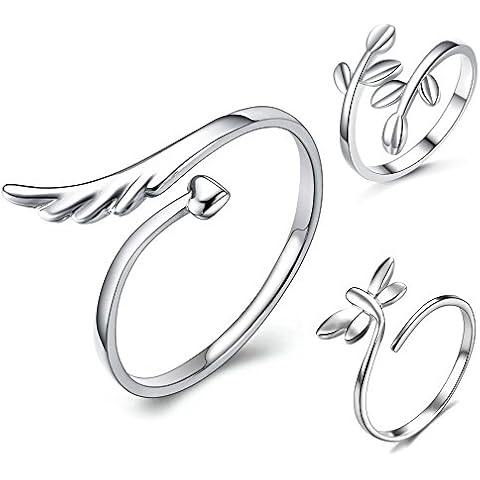 3pcs S925 Sterling Silver Open Rings Set Finger Ring Joint Ring Toe Ring Beach Jewelry Gifts for Women Girls Adjustable Cover
