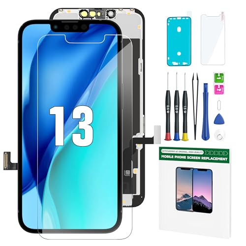 iPhone 13 Screen Replacement Kit 6.1 LCD Display 3D Touch Full HD Digitizer Full Assembly Repair Kits Screen Protector for A2633 A2482 A2631 A2634 A2635 (not for 13 mini Pro Promax)