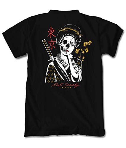 Riot Society Geisha Shame 2.0 Mens Graphic Short Sleeve T-Shirts Perfect for Wearing Into the AM - Black X-Large