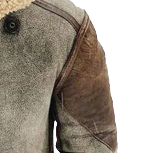 Men's Faux Leather Fleece Jacket Fur Collar Leather Heavyweight Jackets Sherpa Lined Retro Motorcycle Coat4