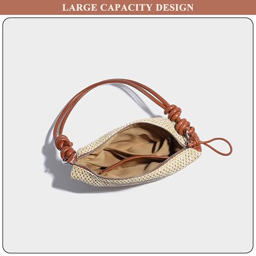 Women's Straw Purse Beach Bag Cute Summer Crossbody Weave Shoulder Bag Designer Crescent Handbag Commuter Work Bag4