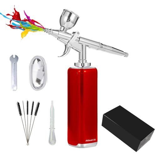 Image of I-BEAUTEE Trigger Control for Startup Cordless Airbrush kit with Compressor,High Airflow Miniature Painting Tool, Temporary Tattoo, air Brush Pen for Model Hair Barber Enhancement, Nail Art,Cake | Double-action airbrush kit