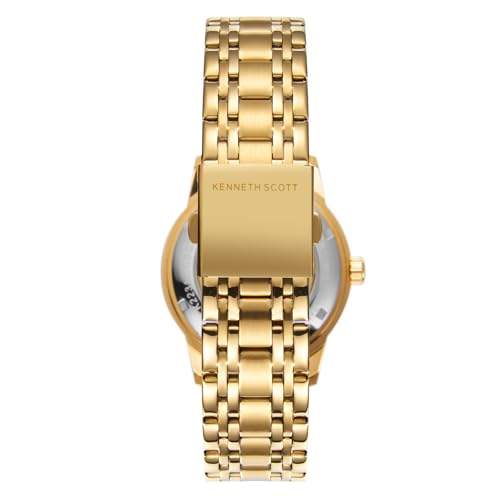 Image of Kenneth Scott Men's Watch, Mechanical Display and Stainless Steel Strap - K22311-GBGB, Gold
