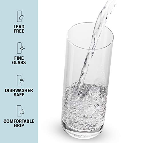 BENETI Lead Free Highball Glasses - Glassware Sets (6 Pack) - Tall Tumbler Glasses with Heavy Weighted Base, 16oz Clear Cocktail Glasses, Drinking Glasses for Juice, Water, Barware Beer Cups - Thumbnail 5