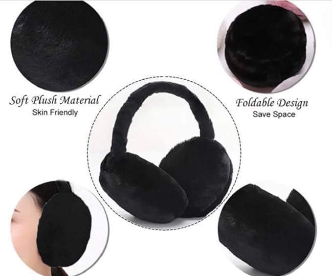 Image of Girl Winter Earmuffs Outdoor Wear Soft Faux Fur Plush Ear Warmer Minnie Design Windproof Woolen Warm Ear Muff Men & Women (Freesize)