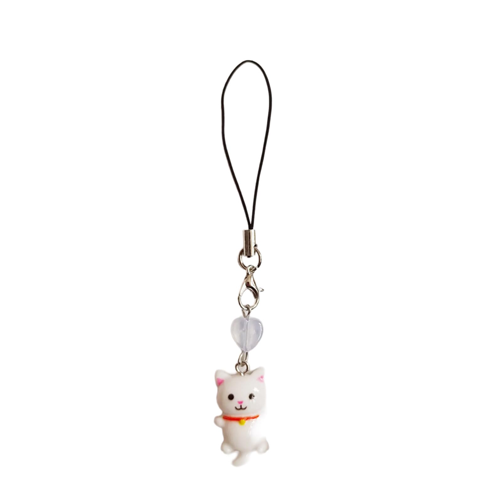 NEWFT Cat Pendant Phone Chain Strap Heart Charm Keychain Phone Lanyard Accessory