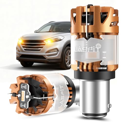 Image of LASFIT D2 1157 LED Bulb Amber Built in Resistor Front Rear Turn Signal Lights Upgrade Bright Canbus Ready Anti Hyper Flash Error Free, 2pcs