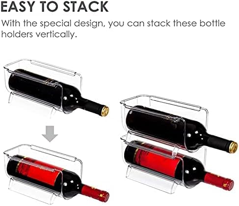 Estante de vino de plástico apilable – Soporte transparente para refrigerador para almacenamiento y organización eficientes de botellas de agua y vino en tu refrigerador