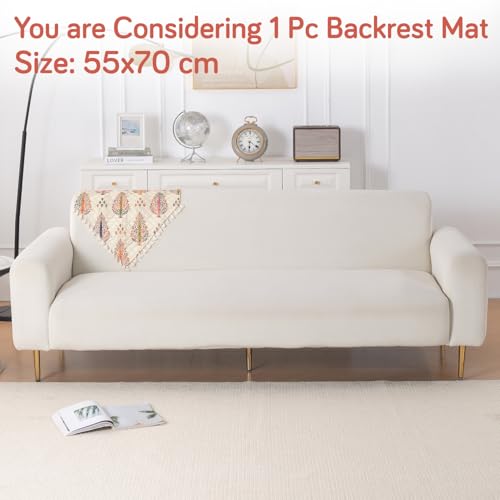 Image of HOKIPO Royal Kalamkari Quilted Sofa Backrest Cover Mat| 'Tassel Twigs' Series (IN-988-T2)