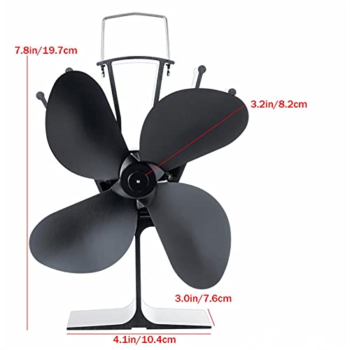 Log-branderventilator 120 ° F Start Silent Heat Powered Wood Fornuis Ventilator 4 Blade Zwart Klein for Gas/Pellet/Hout… - Image 4