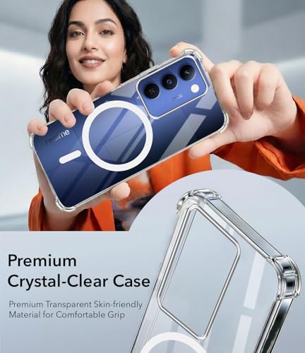 Image of Jkobi Shockproof Crystal-Clear Back Cover for Realme P4 Lite 5G | Realme Narzo 100 Lite 5G (Magsafe Wireless Support | Drop & Camera Protection | Hard Polycarbonate)