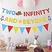Two Infinity and Beyond Banner Toy Inspired Story Birthday Party Decorations with Yellow Blue Red Glitter Triangle Pennant Flag Streamers Photo Prop