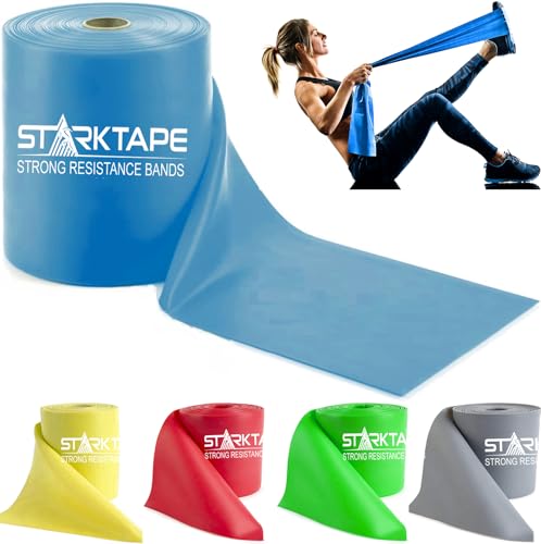 Starktape Resistance Bands Widerstandsbänder Latexfrei Professional Fitnessbänder für Home-Training Physiotherapie Pilates Krafttraining und Rehabilitation - 23 Meter Blau