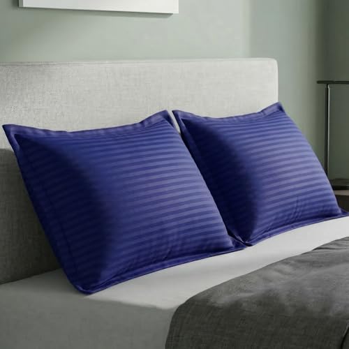 Image of Home Sizzler 210TC Satin Stripe Microfibre King Size Pillow Covers (18 X 27 Inches) - Brown, Set of 2