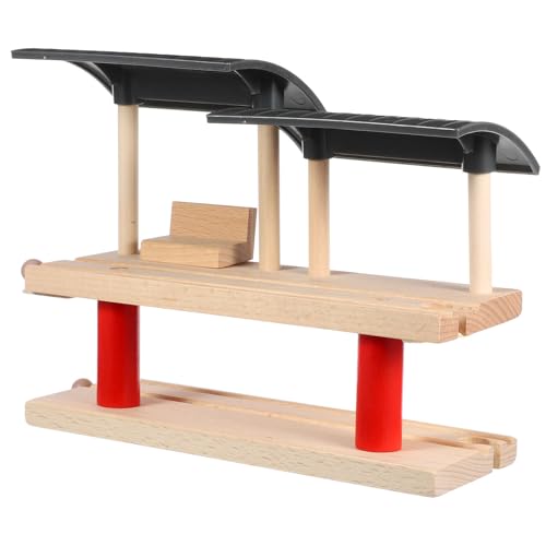 Plateforme de jeu en bois double étage pour circuit de train et modèle de quai de gare beige