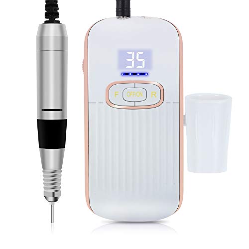 Electric Nail Drills, Professional Nail Drill Machine, Portable Rechargeable 35000RPM Tool for Exfoliating, Grinding, Polishing, Removing Acrylic Nail Kit Electric Nail File