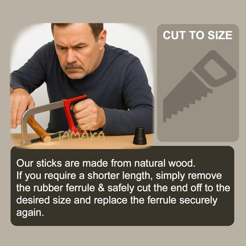 TAMAKA® Gents Handcrafted Scorched Handle Wooden Derby Cane With Collar Walking Stick Mens Ladies - 94cm (37") - 8