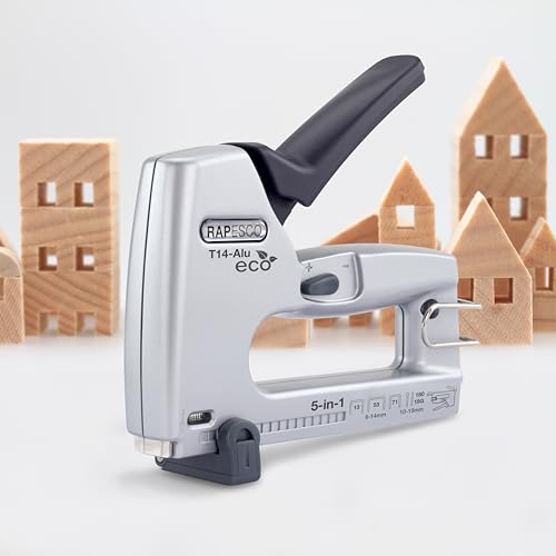 Rapesco 1766 Heavy Duty 5-in-1 Metal Staple/Nail Gun. Compatible with Type 71, 13 and 53 (JT21) Staples, with 18G Nails and 180 Series Headless Pins. Manual Stapler and Brad Nailer