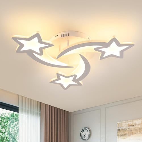 Lampada a Soffitto LED Regolabile, 40W Plafoniera Forma di Stella con 5 Bracci, Lampada da Soffitto in Metallo e Acrilico con Telecomando, per Camera da Letto, Soggiorno, Camera dei Bambini, 50cm