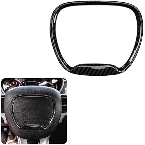 Central Control Steering Button Frame Trim Compatible with Dodge Charger Challenger Durango 2015-2025 Interior Decoration Accessories Steering Wheel Control Button Trim Cover (Carbon Fiber)