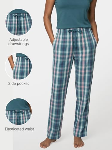 Image of Enamor Mid Rise Full Length Adjustable Drawstring Hangout Pant for Women - Relaxed Fit, Combed Cotton - E4A5