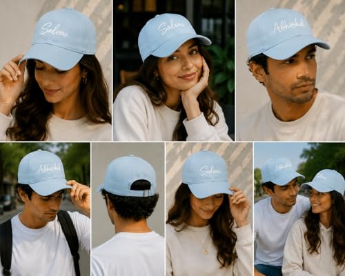 Image of AICA Personalised Name Cotton Cap for Men & Women � Black, Free Size | Gifts for Men & Women
