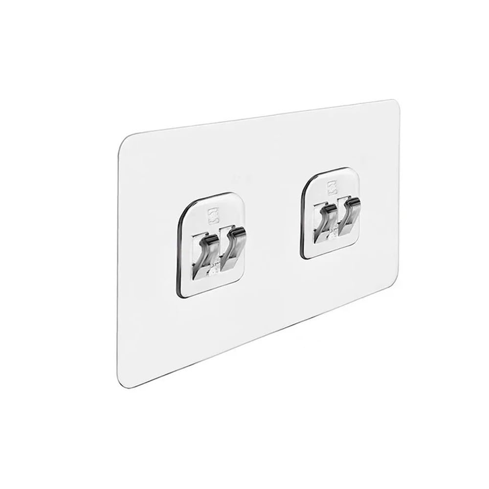 Gentryroo Double Hook Square Adhesive Mop Holder Punch Free Dual Clip Cleaning Tool Wall Bracket