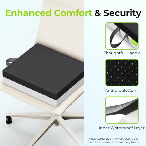 Image of AUVON Ventilation Seat Cushion with Innovation Heat Dissipation Design, Wheelchair Cushion with Supportive Memory Foam, Waterproof & Anti-Slip Cover, Improve & Tailbone Comfort (Black, XX-Large)