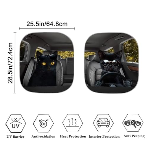 Image of Funny Black Cat Car Interior Accessories Sun Protection Easy to Install Automotive Windshield Sunshades Keep Cool UV Rays Protection for Most Sedan Truck Van 28.5 x 25.5 inches