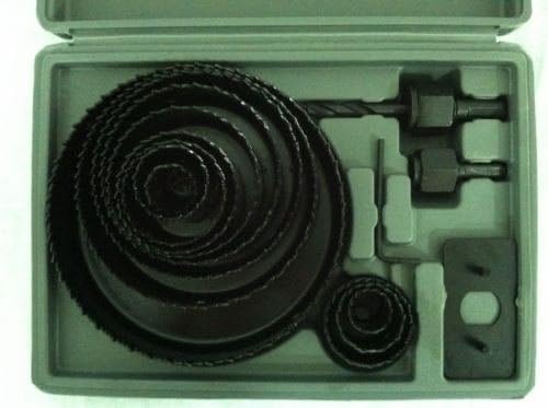 Hole Saw Drill Bit Kit 16pc w/ Mandrels Saws w/ Case Wood Plastic Sheet Metal