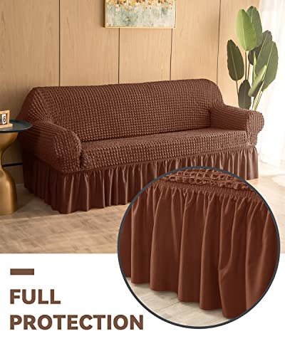 Bluesurge Sofa Slipcover 1 Piece For 3 Cushion Couch Cover With Skirt, Durable Washable High Elastic Stretchable thumb #4