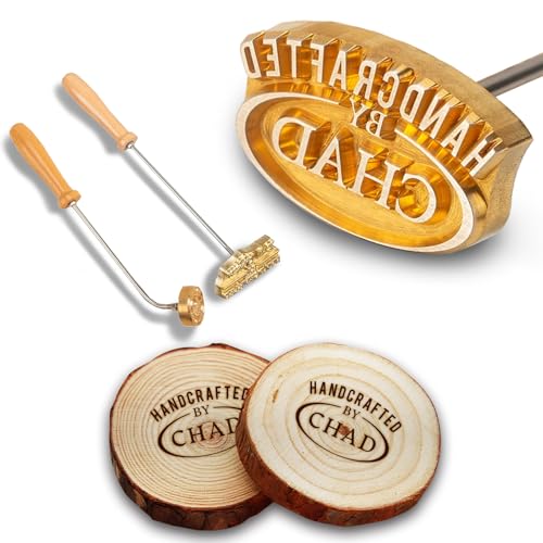 DEIRONPLY Personalized Branding Iron for Wood - Custom Logo Branding Iron With Premium Brass and Handles,Burning Stamp for Wood,Leather,Steak, and Cake