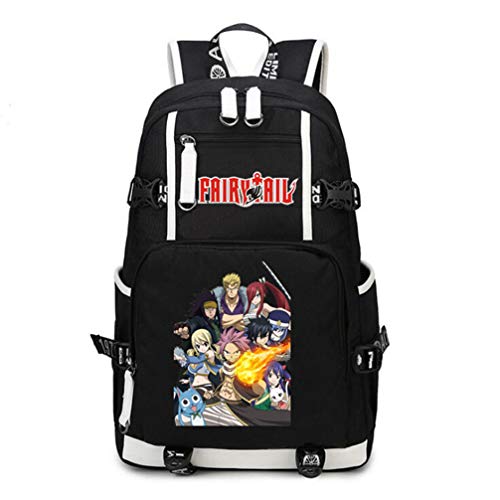 Fairy Tail FT Anime Casual de gran capacidad de lona y mochila de PU portátil Satchel