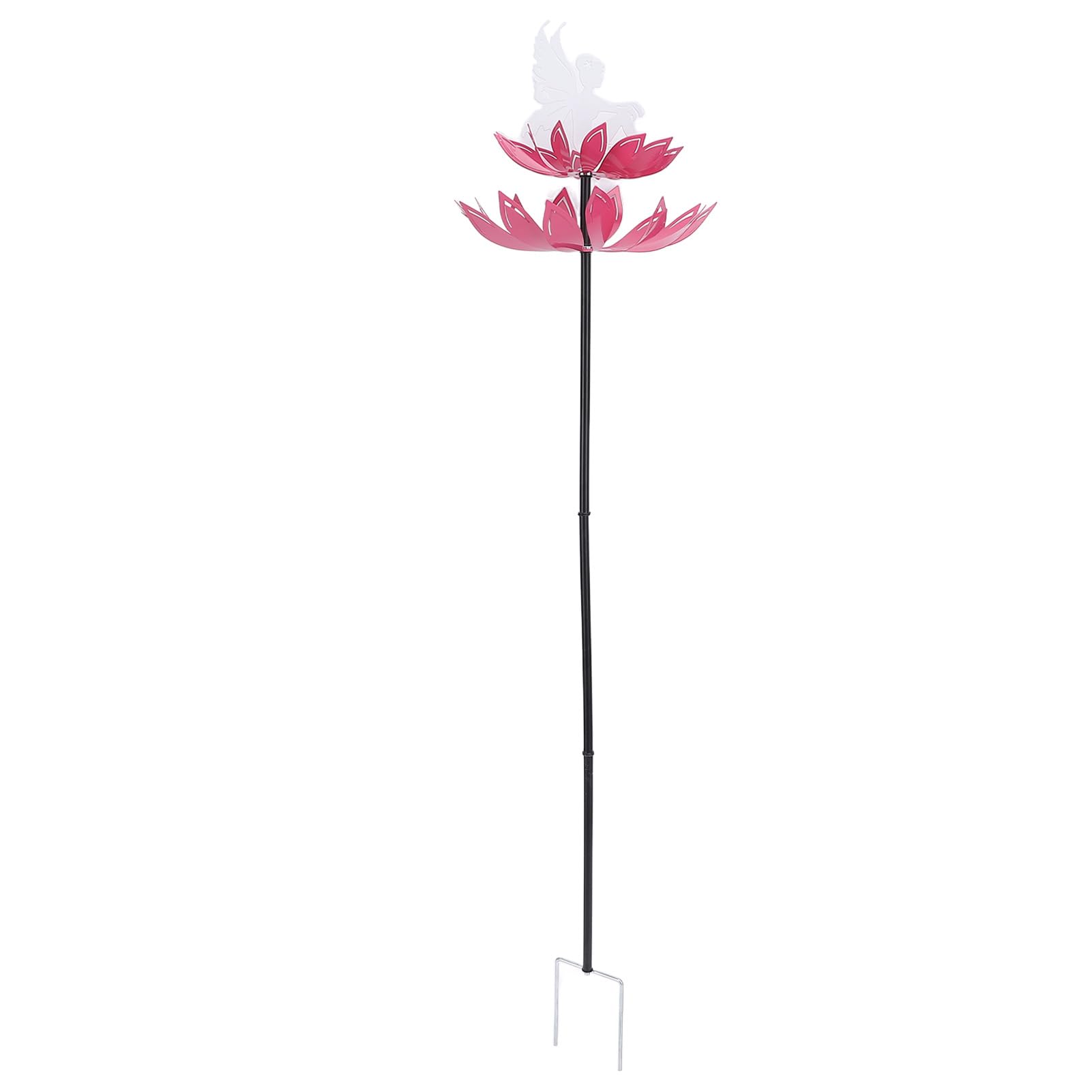 Moulins à Vent De Jardin Fées Fleuris - Ornements Métal Enchantés Pour Pelouse, Lot De 2 Tailles, Décoration Extérieure Magique