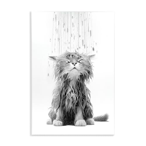 Image of Kitten Bathroom Splash Animal, 10 x 15 Inch Mounted Print on Wall Plaque