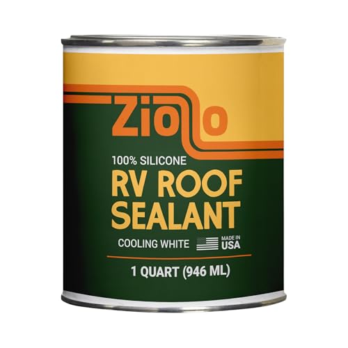 Ziollo RV Roof Sealant - Leak Repair 100% Silicone Liquid Rubber - Premium Waterproof Coating for Campers, Pop Up, Motorhomes, and Travel Trailers - Easy DIY Application - White 1 Quart