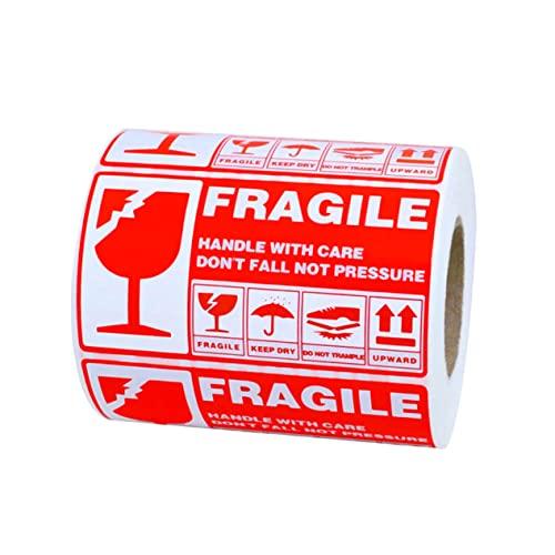 ARTIBETTER Fragile Warning Stickers 300 Pack Self-Adhesive Paper Labels for Shipping Moving Red White Handle Care Easy to Peel