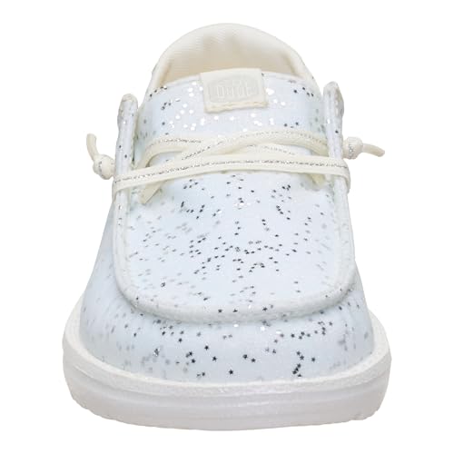 Image of HEYDUDE Girl's Youth Wendy Sparkle Surprise, Iridescent Size 5 | Slip On Shoe with Elastic Laces for Kids